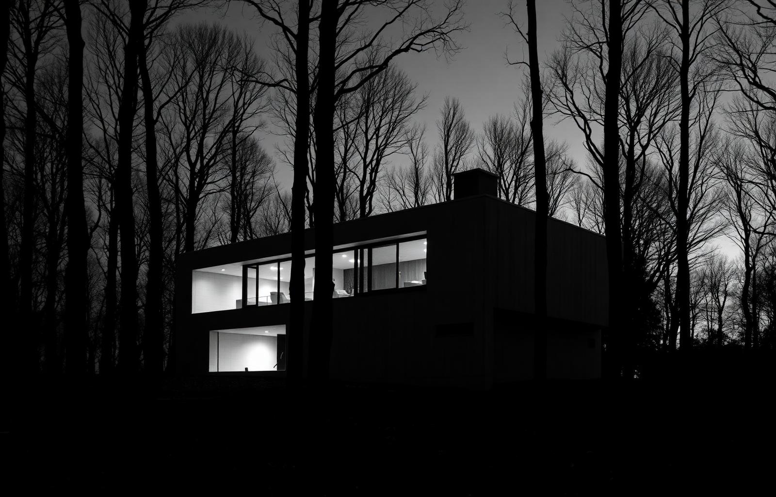 Casa brutalista en el bosque